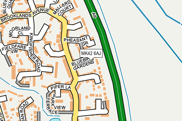 MK42 6AJ map - OS OpenMap – Local (Ordnance Survey)