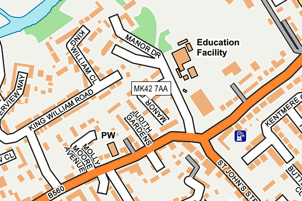 MK42 7AA map - OS OpenMap – Local (Ordnance Survey)