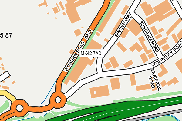 MK42 7AD map - OS OpenMap – Local (Ordnance Survey)