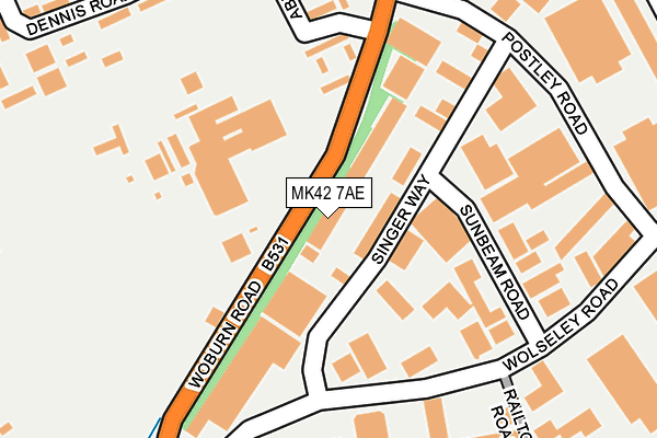 MK42 7AE map - OS OpenMap – Local (Ordnance Survey)