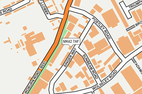 MK42 7AF map - OS OpenMap – Local (Ordnance Survey)
