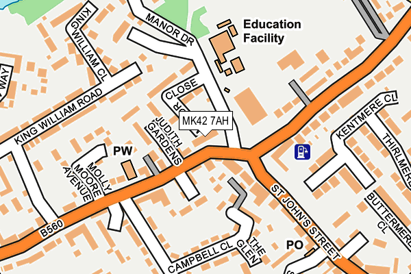 MK42 7AH map - OS OpenMap – Local (Ordnance Survey)