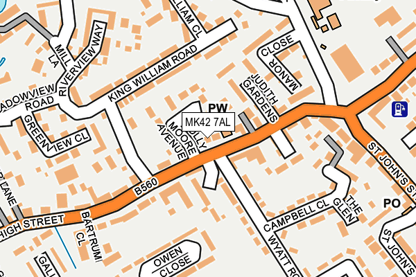 MK42 7AL map - OS OpenMap – Local (Ordnance Survey)