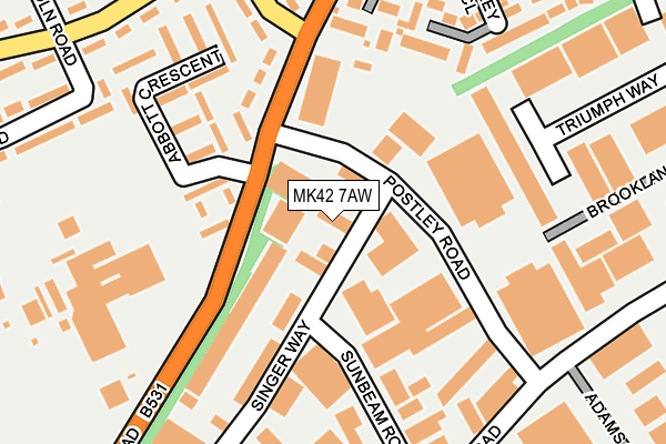 MK42 7AW map - OS OpenMap – Local (Ordnance Survey)