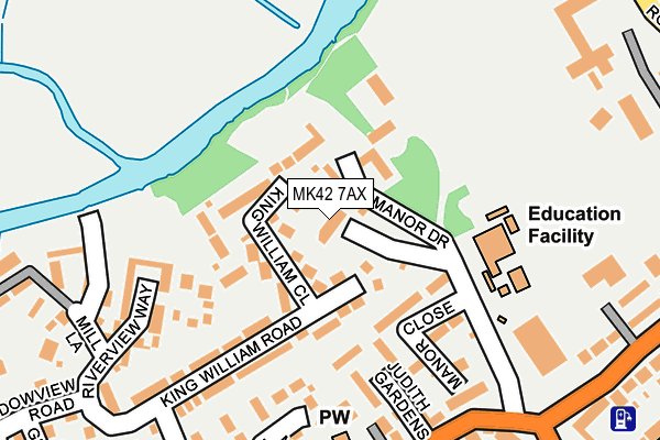 MK42 7AX map - OS OpenMap – Local (Ordnance Survey)