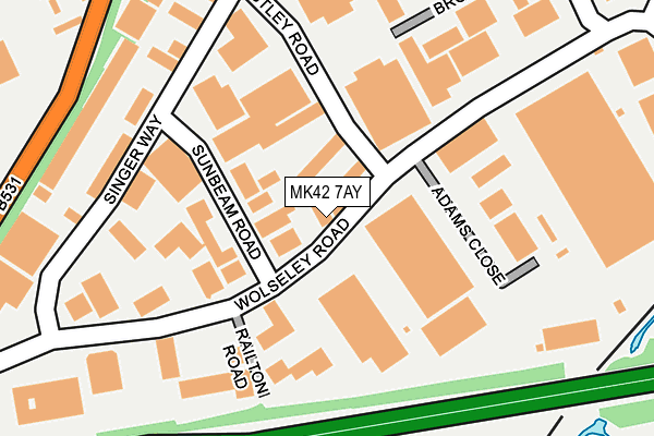 MK42 7AY map - OS OpenMap – Local (Ordnance Survey)