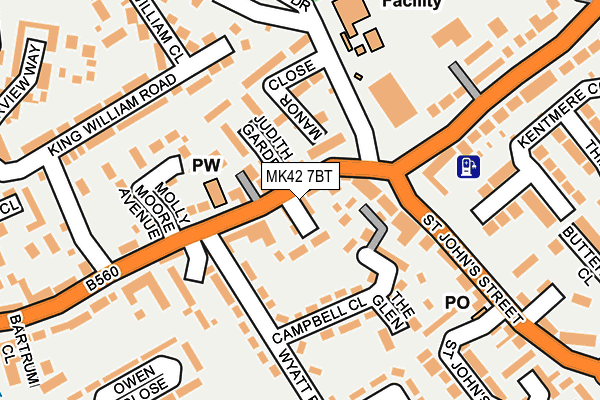 MK42 7BT map - OS OpenMap – Local (Ordnance Survey)