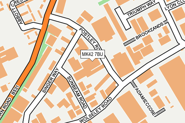 MK42 7BU map - OS OpenMap – Local (Ordnance Survey)