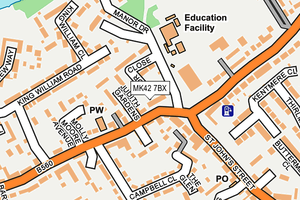 MK42 7BX map - OS OpenMap – Local (Ordnance Survey)