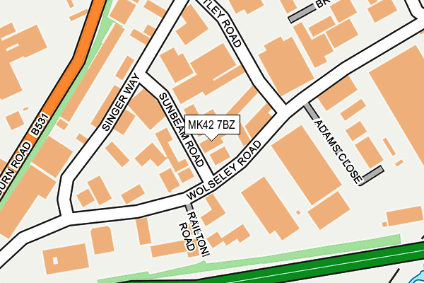 MK42 7BZ map - OS OpenMap – Local (Ordnance Survey)