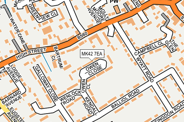 MK42 7EA map - OS OpenMap – Local (Ordnance Survey)