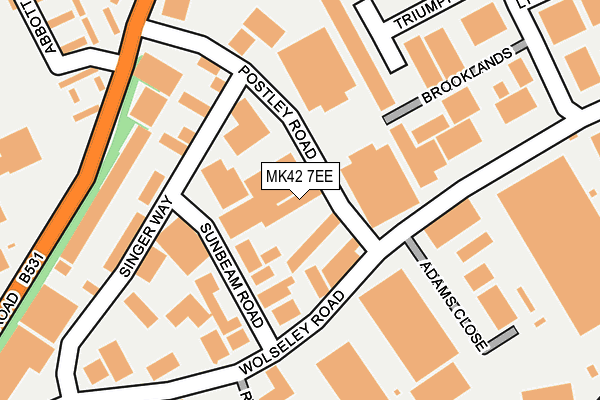 MK42 7EE map - OS OpenMap – Local (Ordnance Survey)