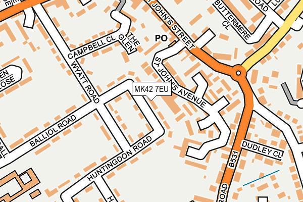 MK42 7EU map - OS OpenMap – Local (Ordnance Survey)
