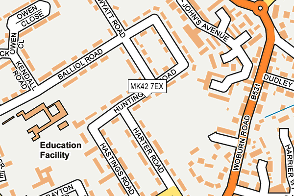 MK42 7EX map - OS OpenMap – Local (Ordnance Survey)