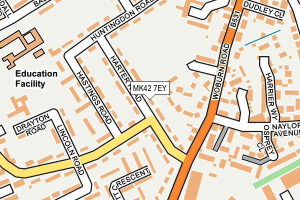 MK42 7EY map - OS OpenMap – Local (Ordnance Survey)