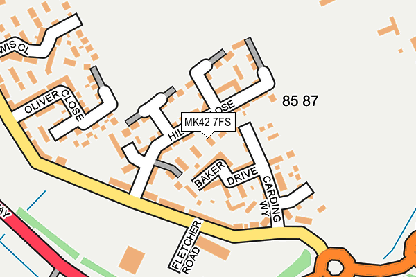 MK42 7FS map - OS OpenMap – Local (Ordnance Survey)