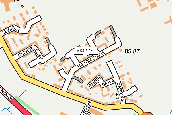 MK42 7FT map - OS OpenMap – Local (Ordnance Survey)