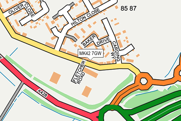 MK42 7GW map - OS OpenMap – Local (Ordnance Survey)