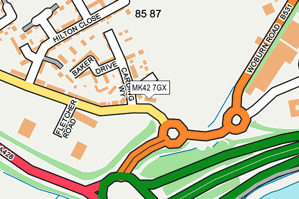 MK42 7GX map - OS OpenMap – Local (Ordnance Survey)