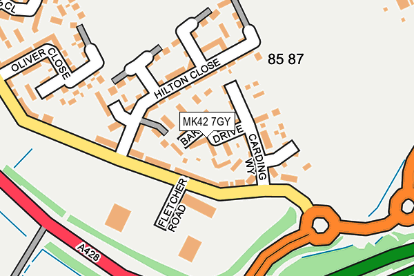 MK42 7GY map - OS OpenMap – Local (Ordnance Survey)