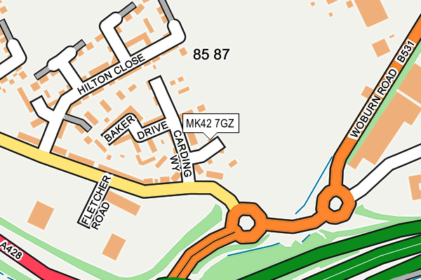 MK42 7GZ map - OS OpenMap – Local (Ordnance Survey)