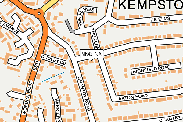 MK42 7JA map - OS OpenMap – Local (Ordnance Survey)