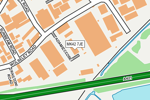 MK42 7JE map - OS OpenMap – Local (Ordnance Survey)