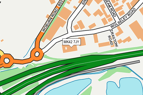 MK42 7JY map - OS OpenMap – Local (Ordnance Survey)