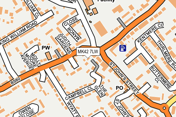 MK42 7LW map - OS OpenMap – Local (Ordnance Survey)