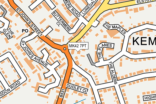 MK42 7PT map - OS OpenMap – Local (Ordnance Survey)