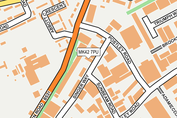 MK42 7PU map - OS OpenMap – Local (Ordnance Survey)