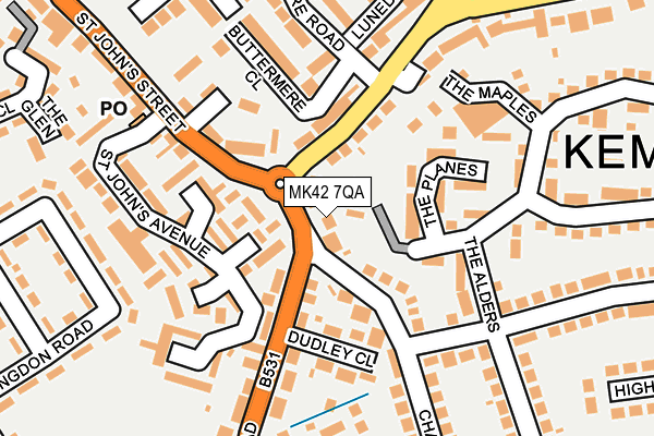 MK42 7QA map - OS OpenMap – Local (Ordnance Survey)