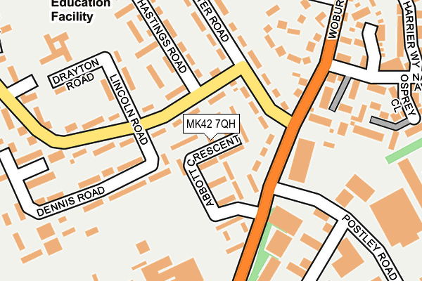 MK42 7QH map - OS OpenMap – Local (Ordnance Survey)
