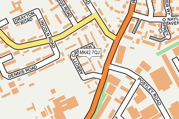 MK42 7QJ map - OS OpenMap – Local (Ordnance Survey)