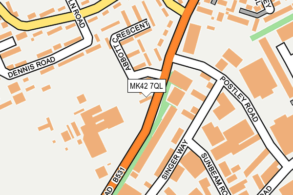 MK42 7QL map - OS OpenMap – Local (Ordnance Survey)