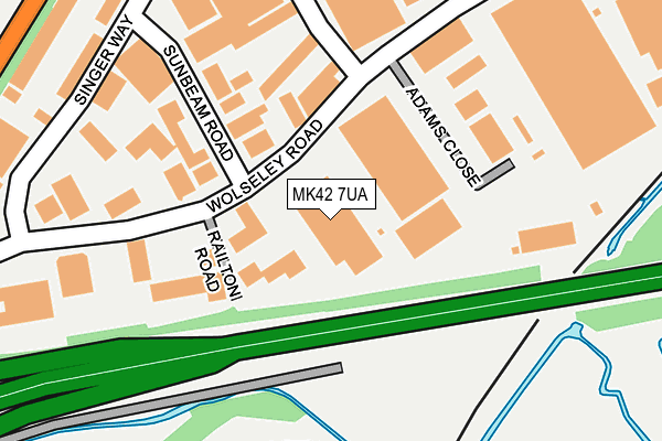 MK42 7UA map - OS OpenMap – Local (Ordnance Survey)