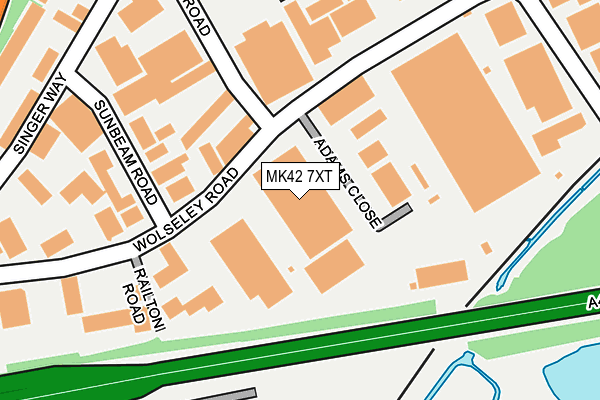 MK42 7XT map - OS OpenMap – Local (Ordnance Survey)
