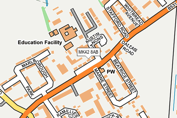 MK42 8AB map - OS OpenMap – Local (Ordnance Survey)