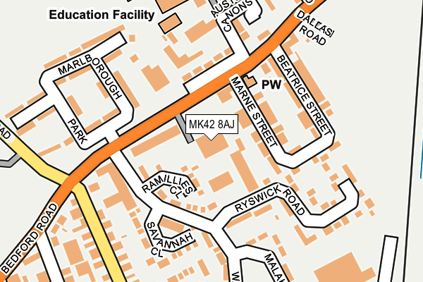 MK42 8AJ map - OS OpenMap – Local (Ordnance Survey)