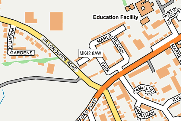 MK42 8AW map - OS OpenMap – Local (Ordnance Survey)