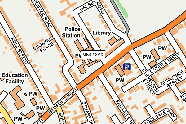 MK42 8AX map - OS OpenMap – Local (Ordnance Survey)