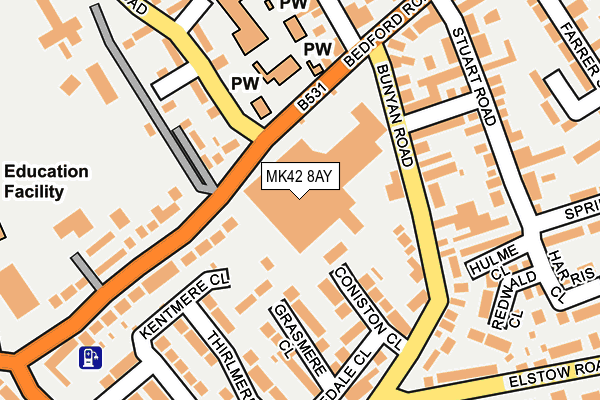 MK42 8AY map - OS OpenMap – Local (Ordnance Survey)