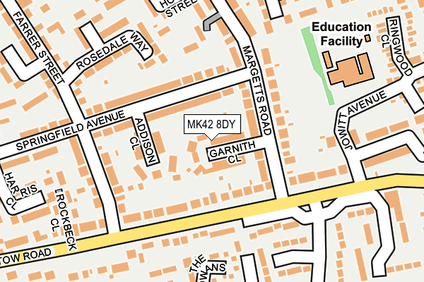 MK42 8DY map - OS OpenMap – Local (Ordnance Survey)