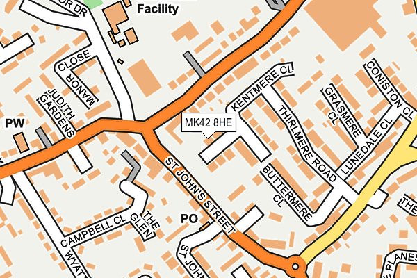 MK42 8HE map - OS OpenMap – Local (Ordnance Survey)