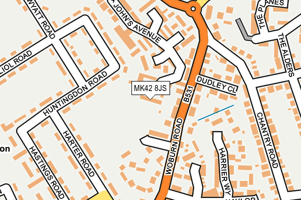 MK42 8JS map - OS OpenMap – Local (Ordnance Survey)