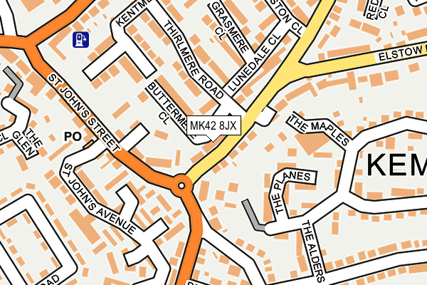 MK42 8JX map - OS OpenMap – Local (Ordnance Survey)