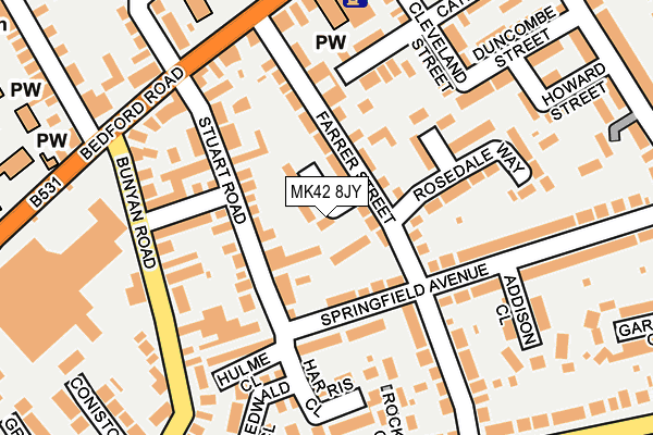 MK42 8JY map - OS OpenMap – Local (Ordnance Survey)