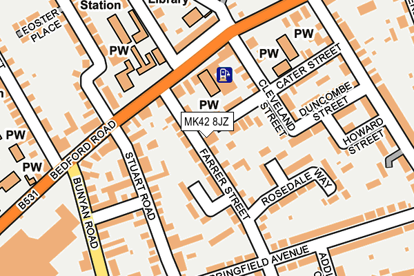 MK42 8JZ map - OS OpenMap – Local (Ordnance Survey)