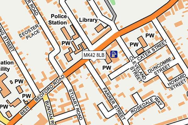 MK42 8LB map - OS OpenMap – Local (Ordnance Survey)