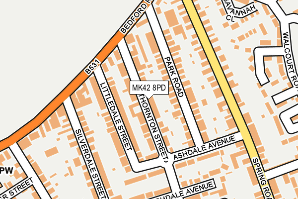 MK42 8PD map - OS OpenMap – Local (Ordnance Survey)